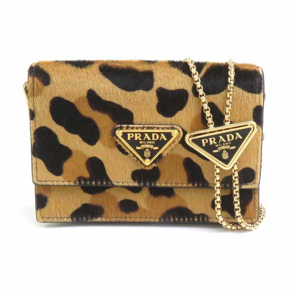 Prada business card holder/card case, calfskin, brown, men's/women's, 1MR034 ...